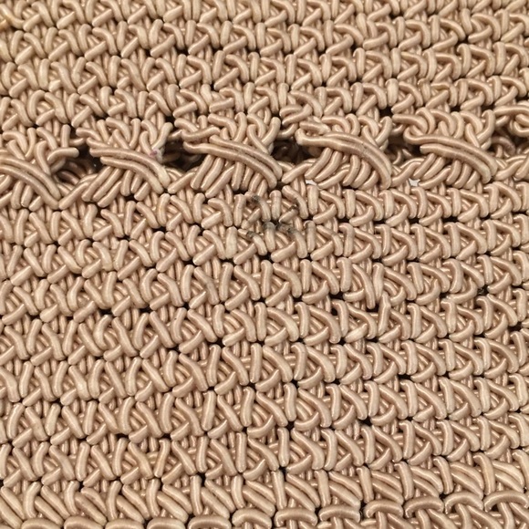 Beige Knit Shoulder Bag Purse Zipper Closure Boho Beach Woven Crochet Zip Cute - Picture 9 of 10